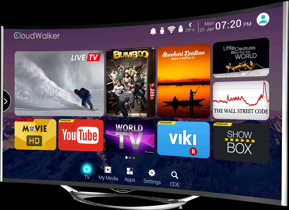 Smart T V Interface Display PNG Image