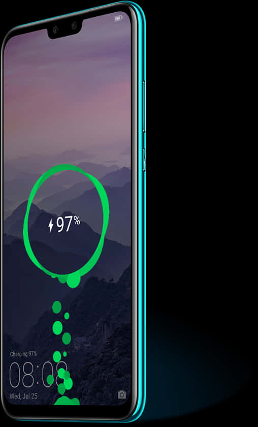 Smartphone Charging Status Display PNG Image