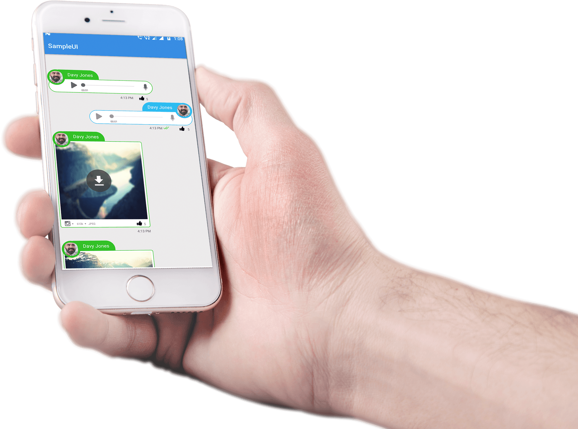 Smartphone Chat App In Hand.png PNG Image