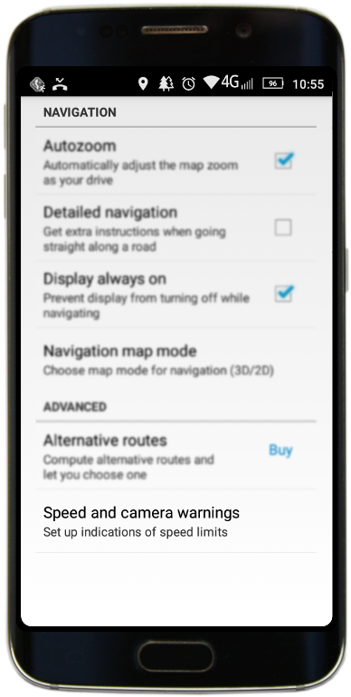 Smartphone Navigation Settings Menu PNG Image