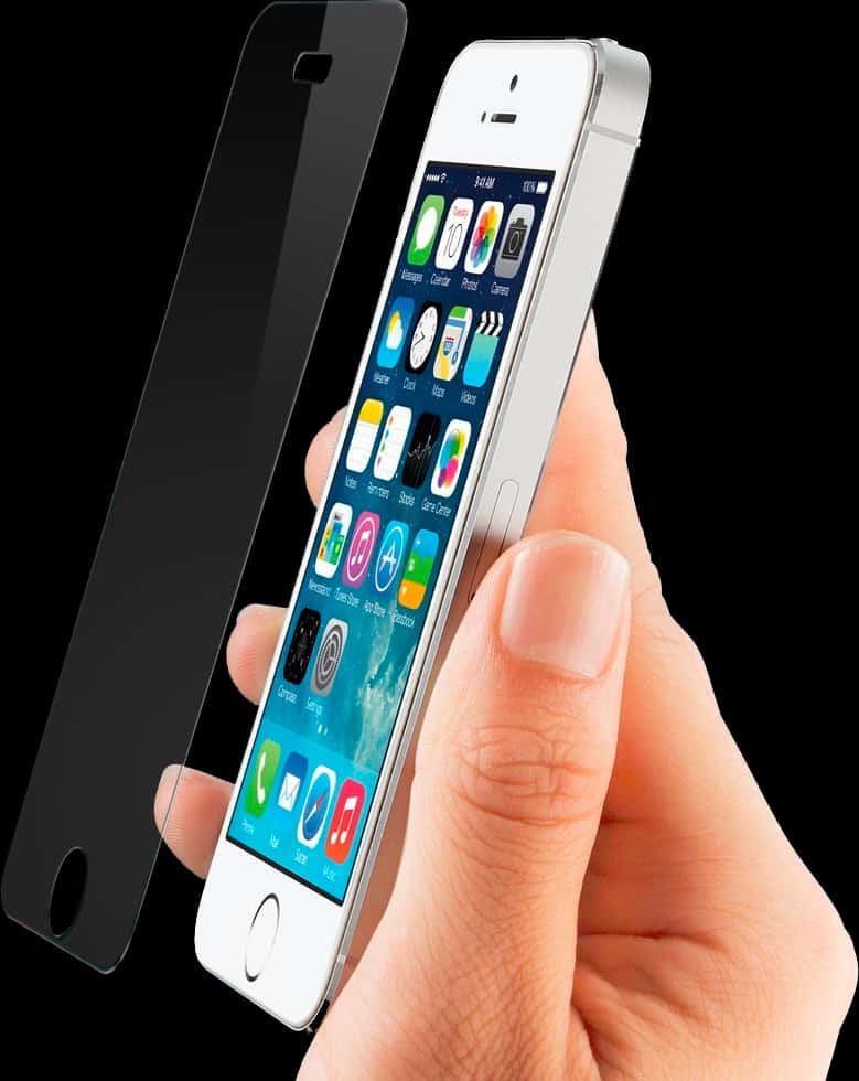 Smartphone Screen Protector Demonstration PNG Image