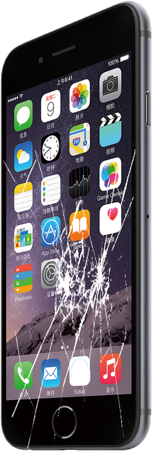 Smartphone_with_ Cracked_ Screen PNG Image