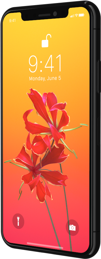 Smartphone With Floral Wallpaper PNG Image