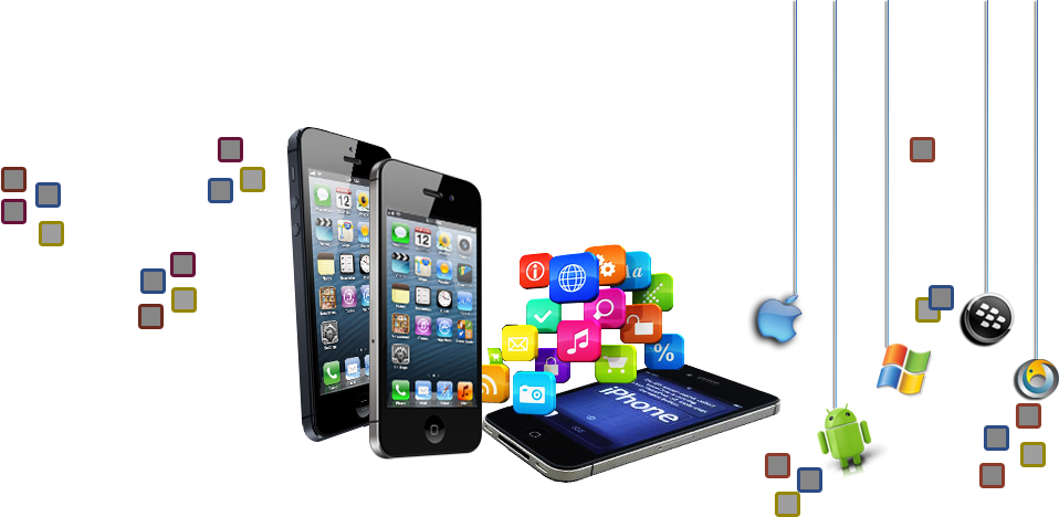 Smartphones Apps Floating Icons PNG Image