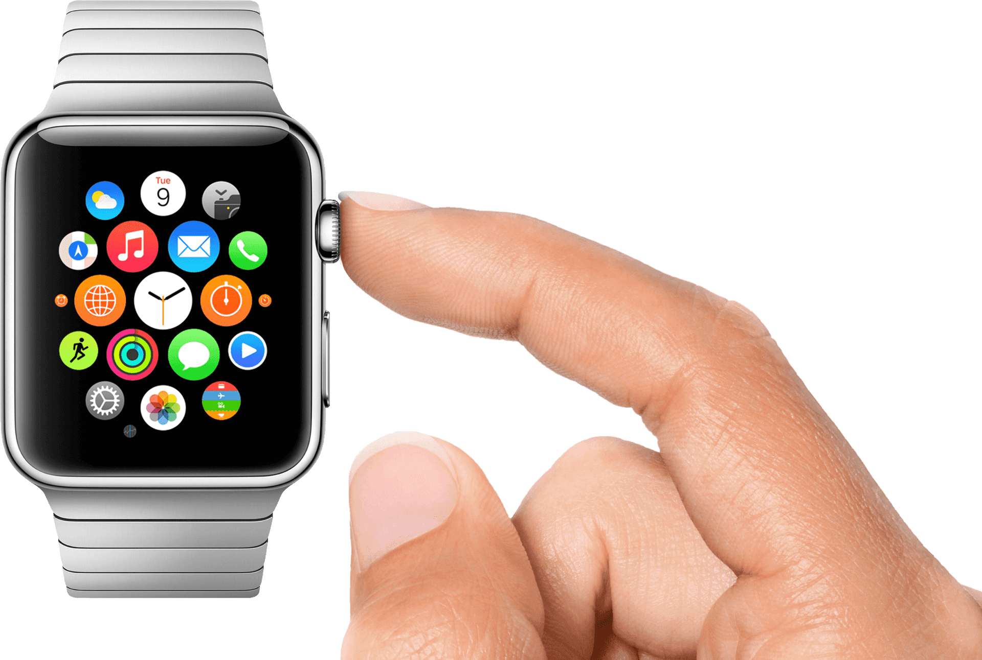 Smartwatch Interaction Finger Touch PNG Image