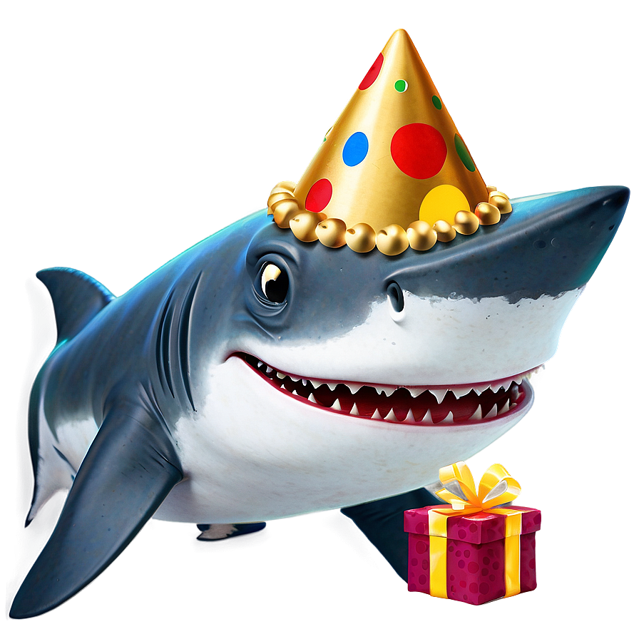 Smiling Birthday Shark Character Png 06292024 PNG Image