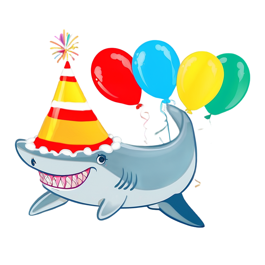 Smiling Birthday Shark Character Png Abk11 PNG Image