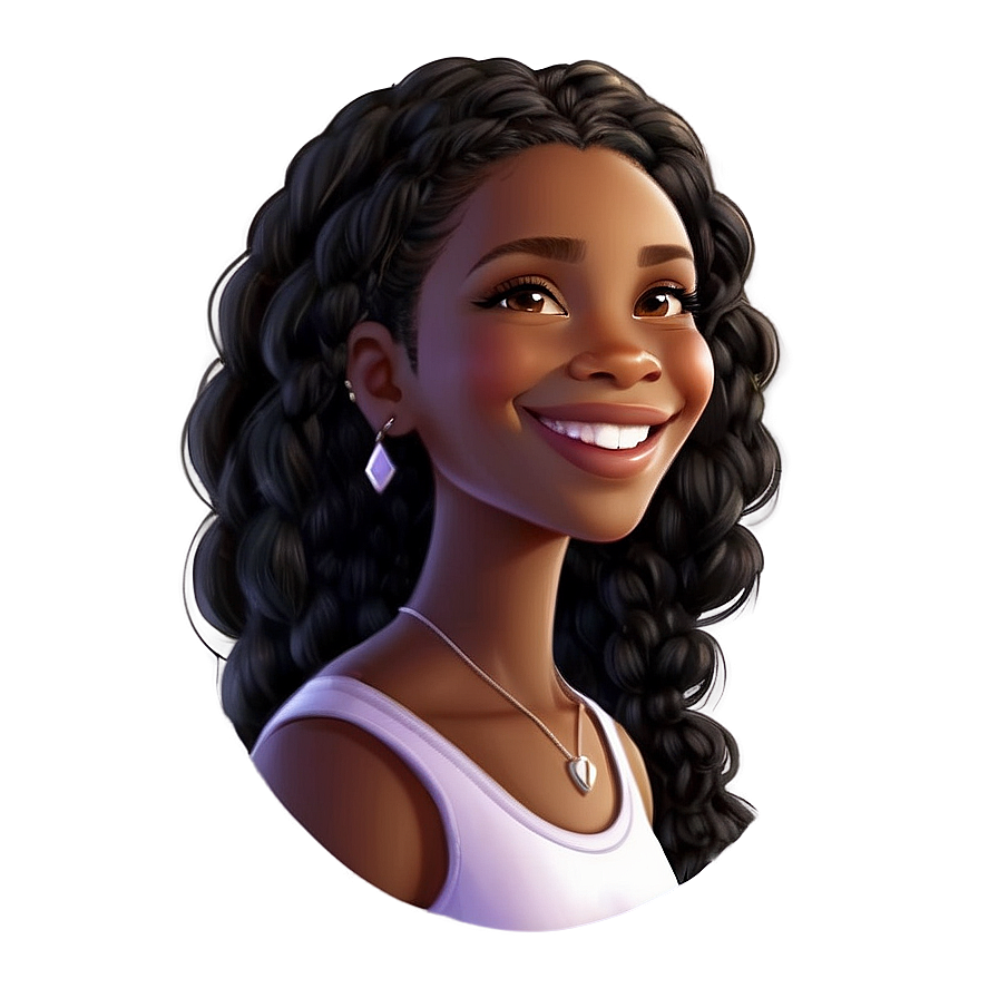 Smiling Black Girl Cartoon Png Qjc PNG Image