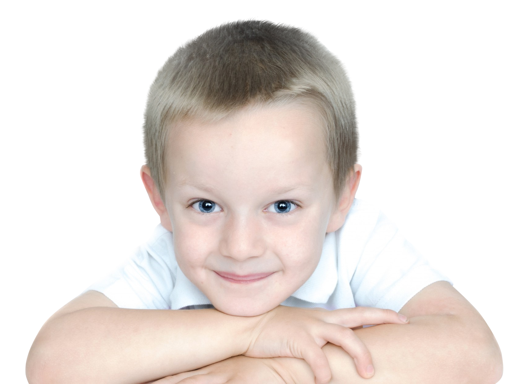 Smiling Boy Leaningon Hands PNG Image