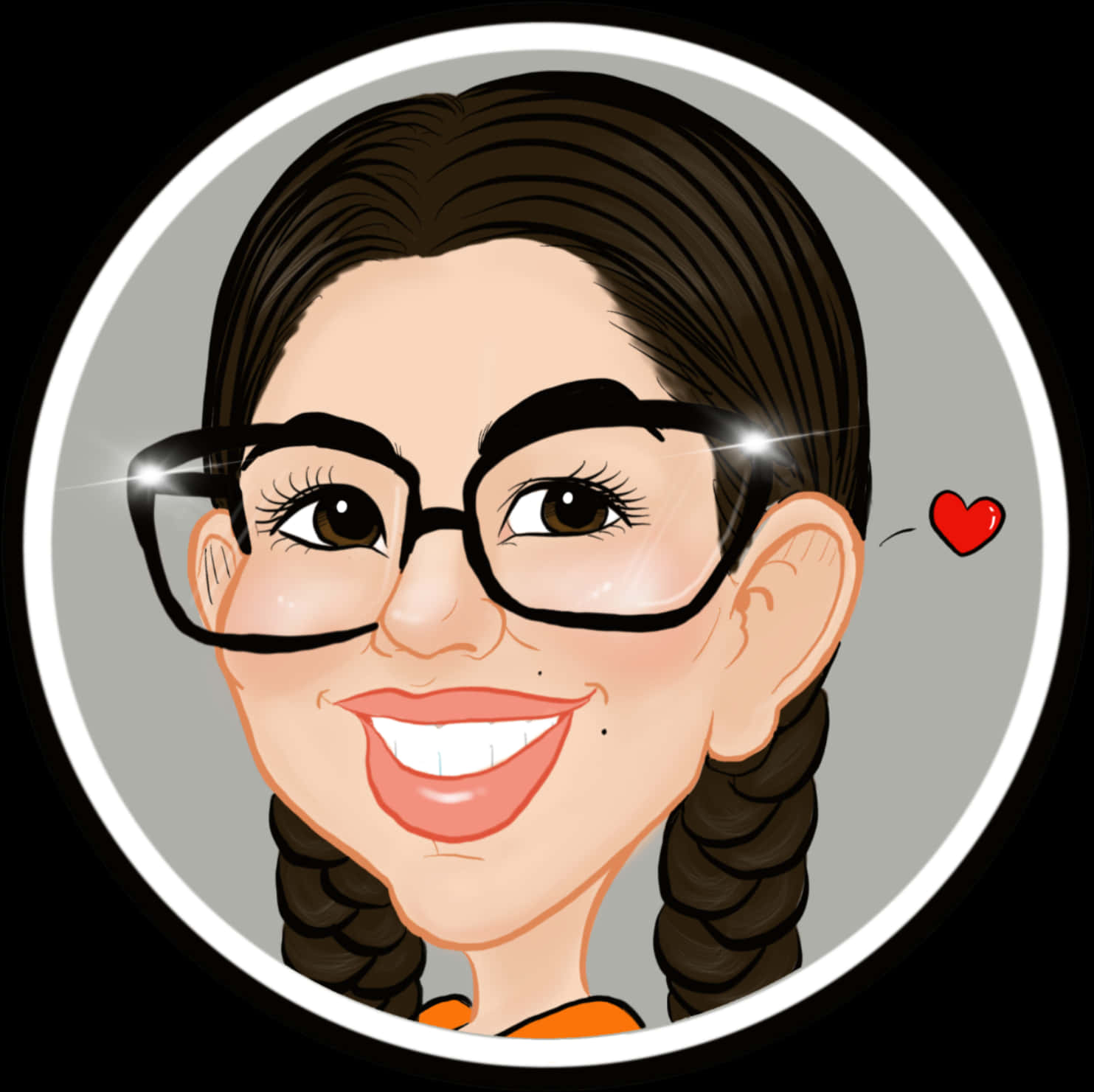 Smiling Caricature Girlwith Glasses PNG Image