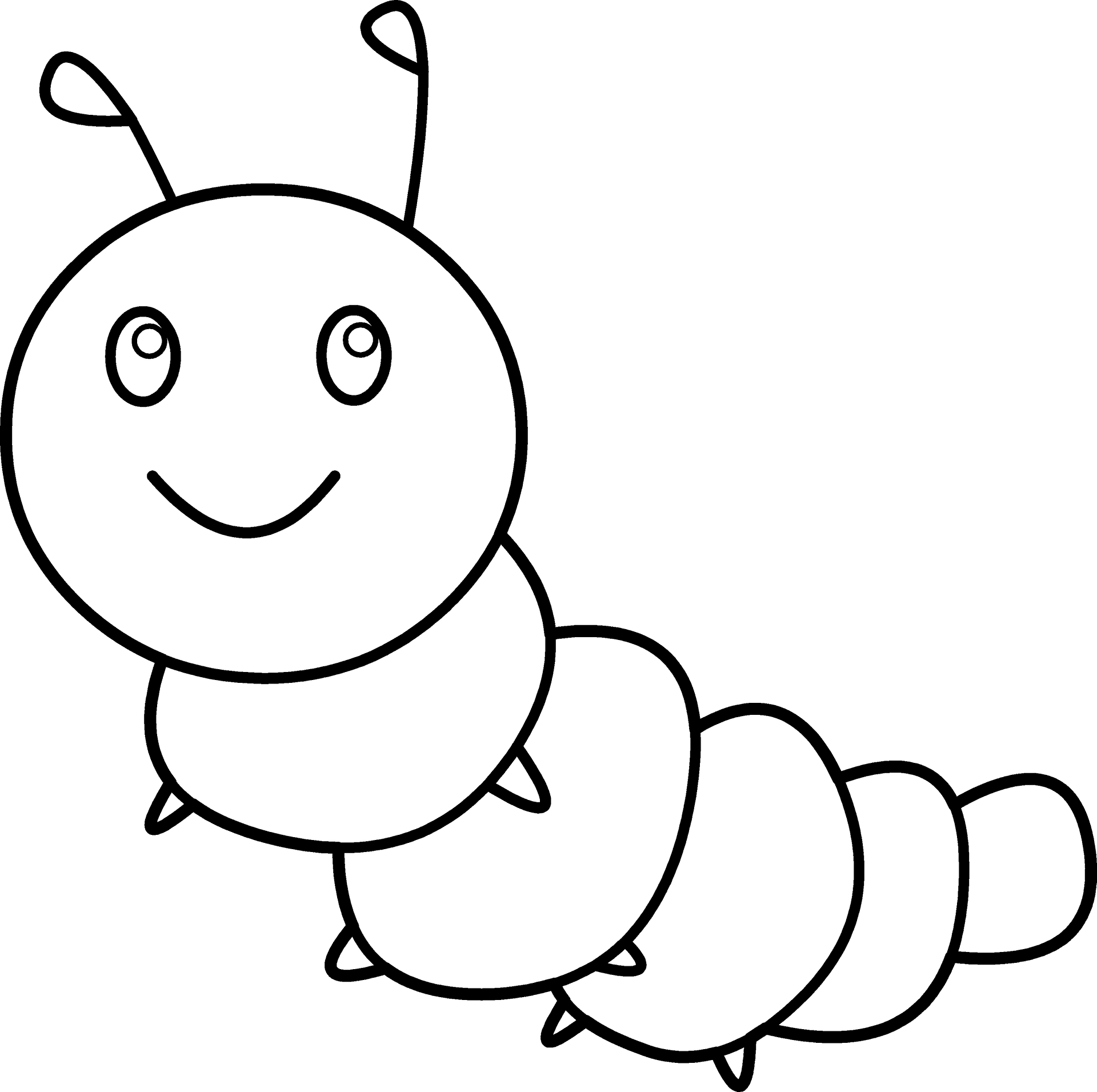 Smiling Cartoon Caterpillar PNG Image