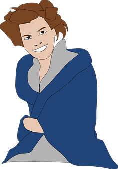 Smiling Cartoon Characterin Blue Robe PNG Image