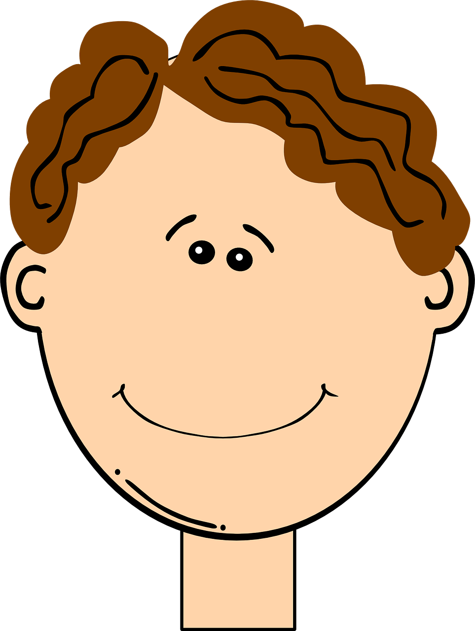 Smiling Cartoon Childwith Brown Hair PNG Image