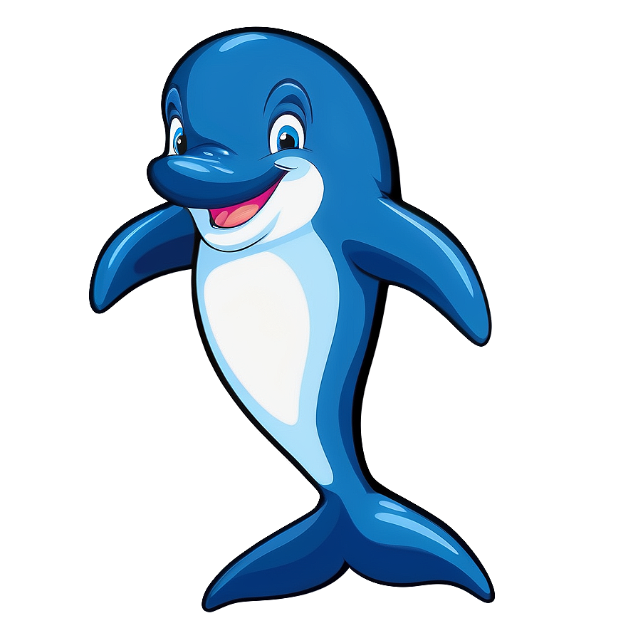 Smiling Cartoon Dolphin Graphic Png Rfl72 PNG Image