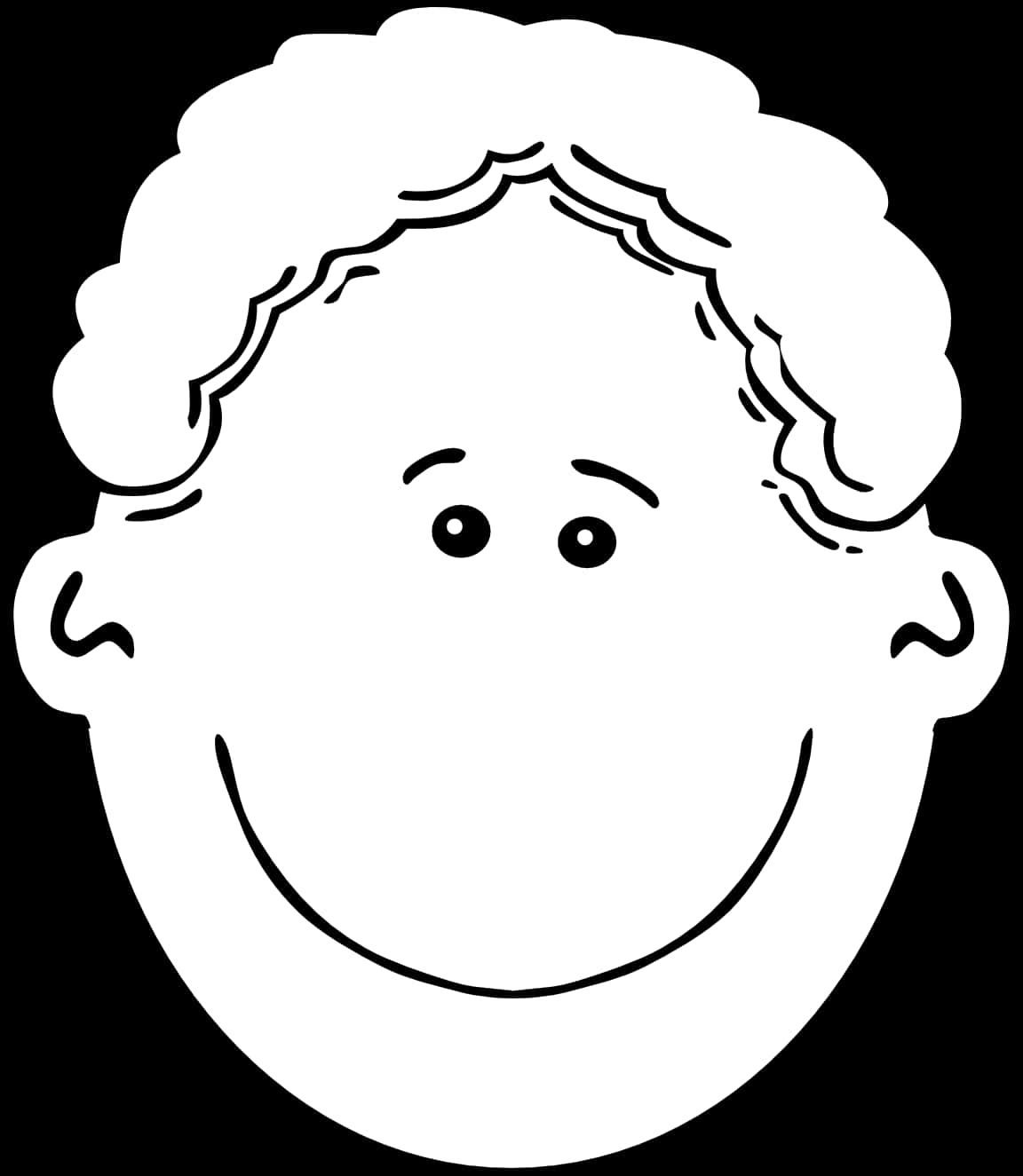 Smiling Cartoon Face Outline PNG Image