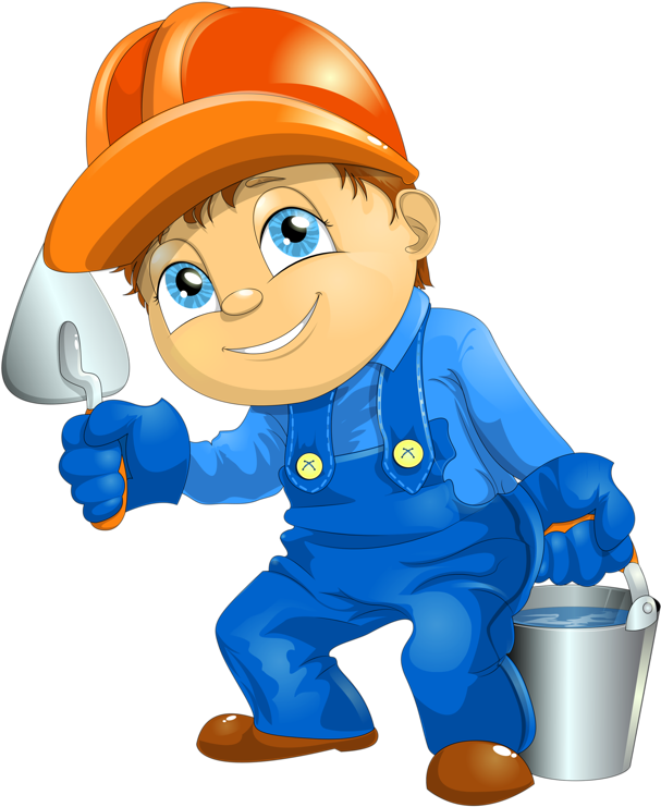 Smiling Cartoon Handyman Vector PNG Image