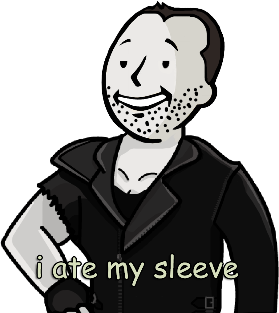 Smiling Cartoon Man Sleeve Eaten PNG Image