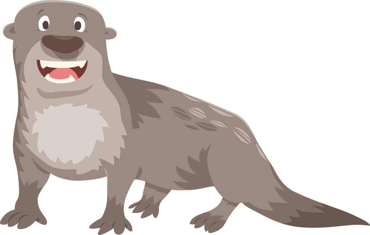 Smiling Cartoon Otter PNG Image