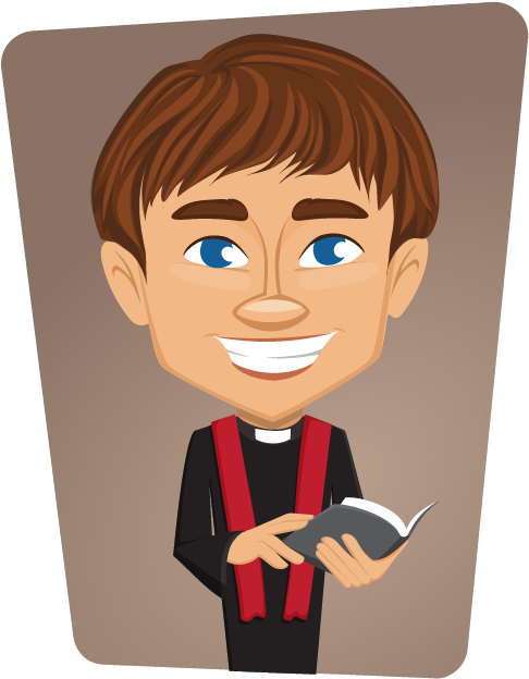 Smiling Cartoon Priest Holding Book PNG Image