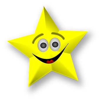 Smiling Cartoon Star Graphic PNG Image