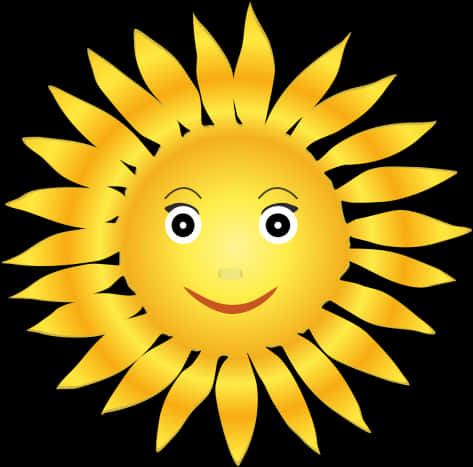 Smiling Cartoon Sun PNG Image