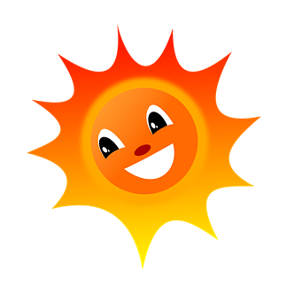 Smiling Cartoon Sun PNG Image