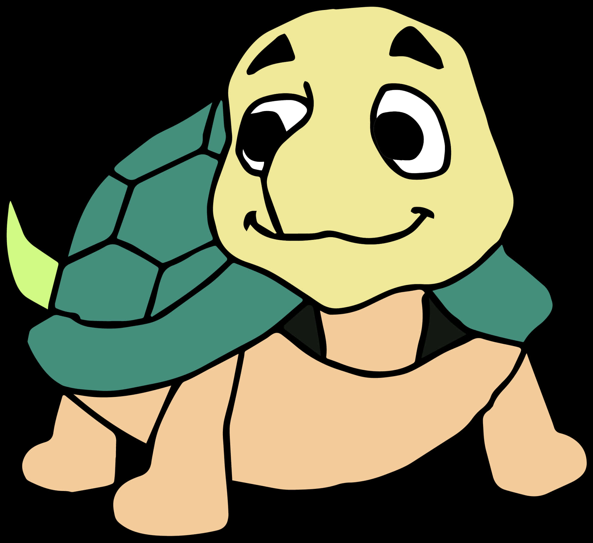 Smiling Cartoon Turtle PNG Image