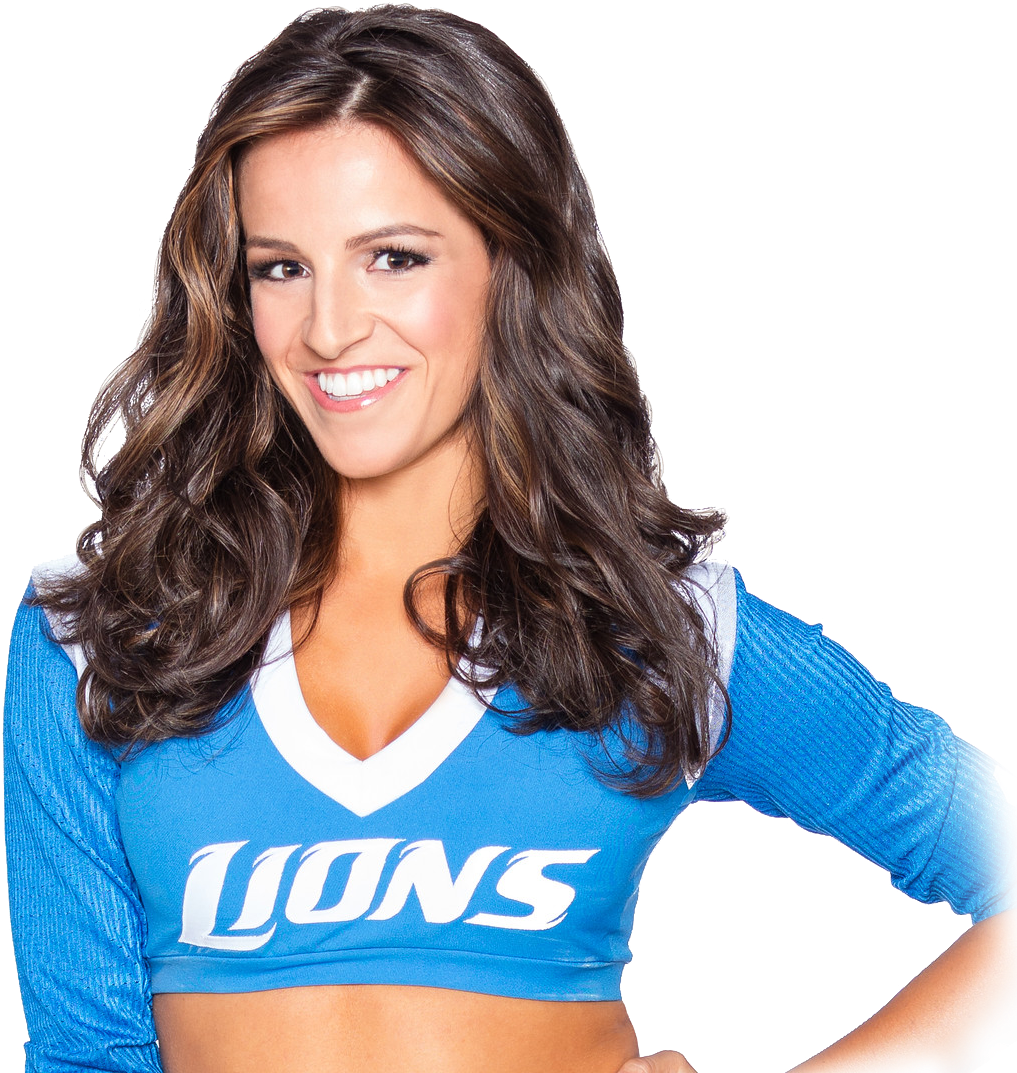 Smiling Cheerleaderin Blue Uniform PNG Image