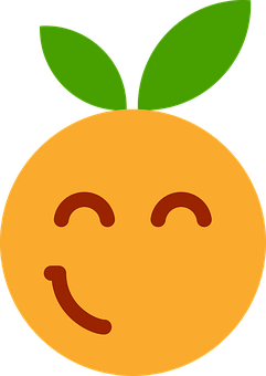 Smiling Clementine Cartoon Emoji PNG Image