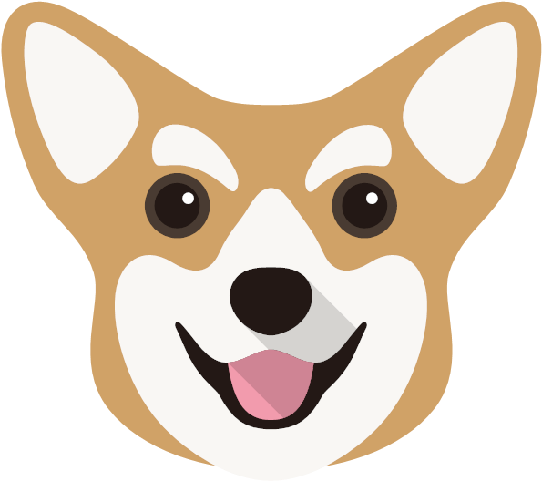 Smiling Corgi Cartoon Head PNG Image