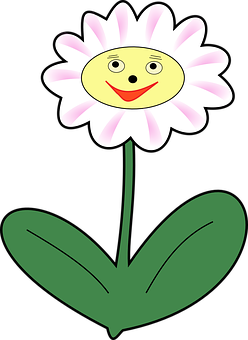 Smiling Daisy Cartoon Graphic PNG Image