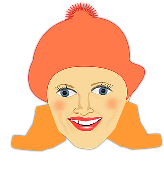 Smiling Face Orange Knit Hat PNG Image