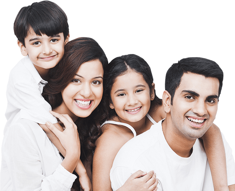 Smiling Family Portrait White Attire PNG Image