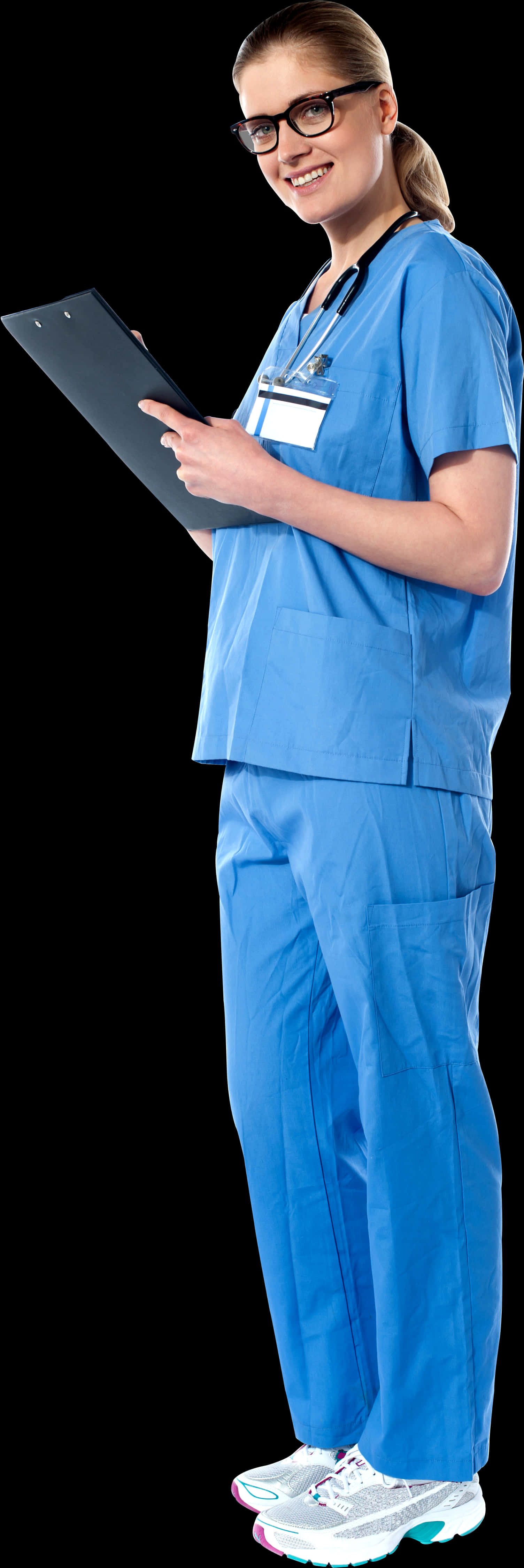 Smiling Female Doctorwith Clipboard PNG Image