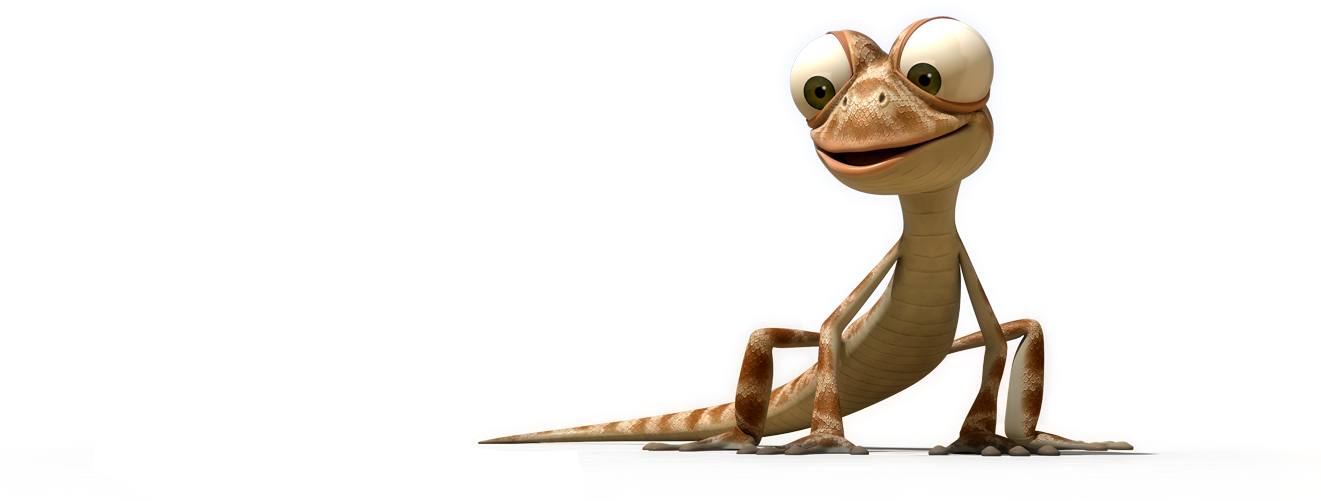 Smiling Gecko Character PNG Image