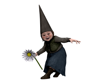 Smiling Gnome With Flower PNG Image