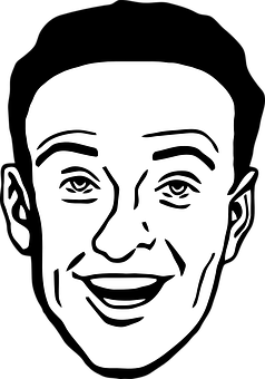 Smiling Man Blackand White Vector PNG Image