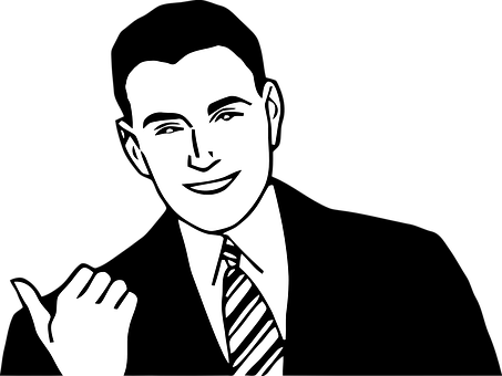 Smiling Man Blackand White Vector PNG Image