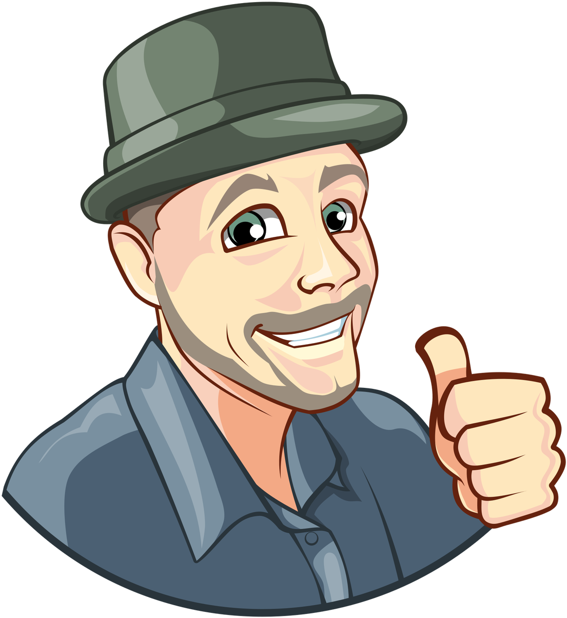 Smiling Man Giving Thumbs Up Cartoon PNG Image