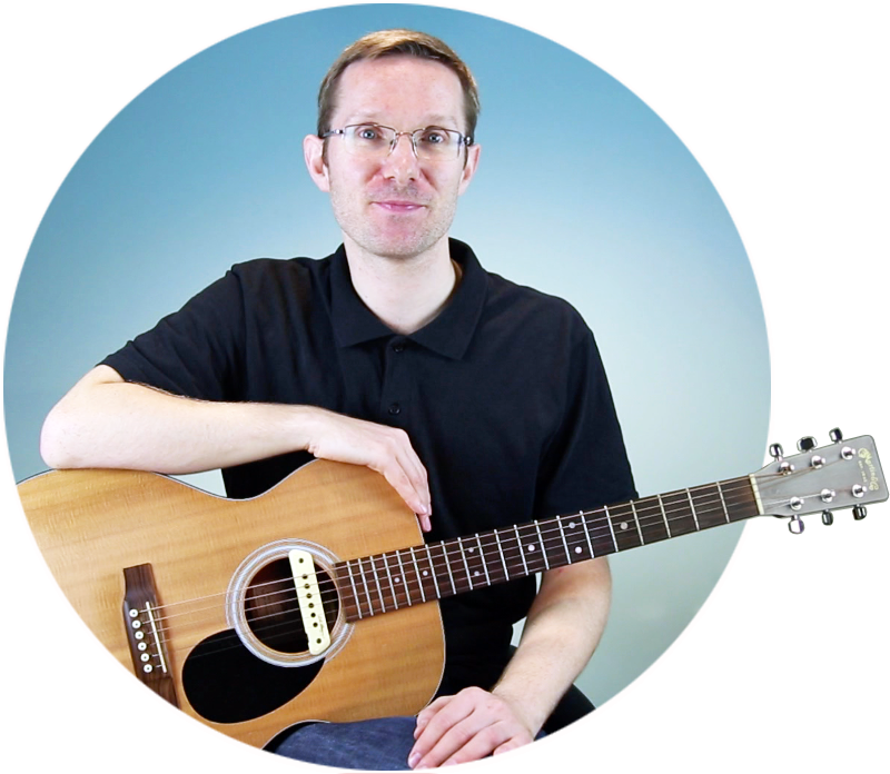 Smiling Man With Acoustic Guitar PNG Image