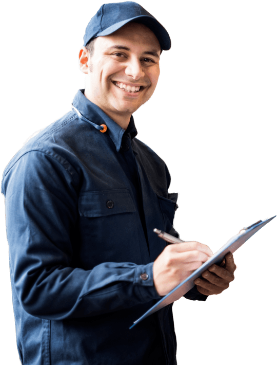 Smiling Mechanic Clipboard PNG Image