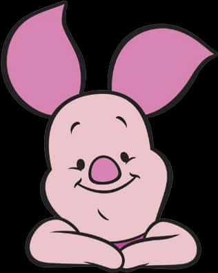 Smiling Piglet Cartoon Character PNG Image