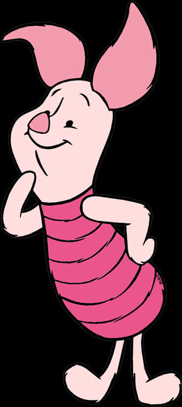 Smiling Piglet Cartoon Character PNG Image