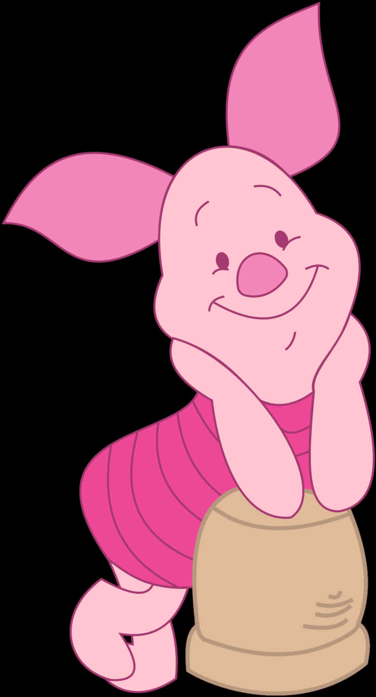 Smiling Piglet Cartoon Character PNG Image