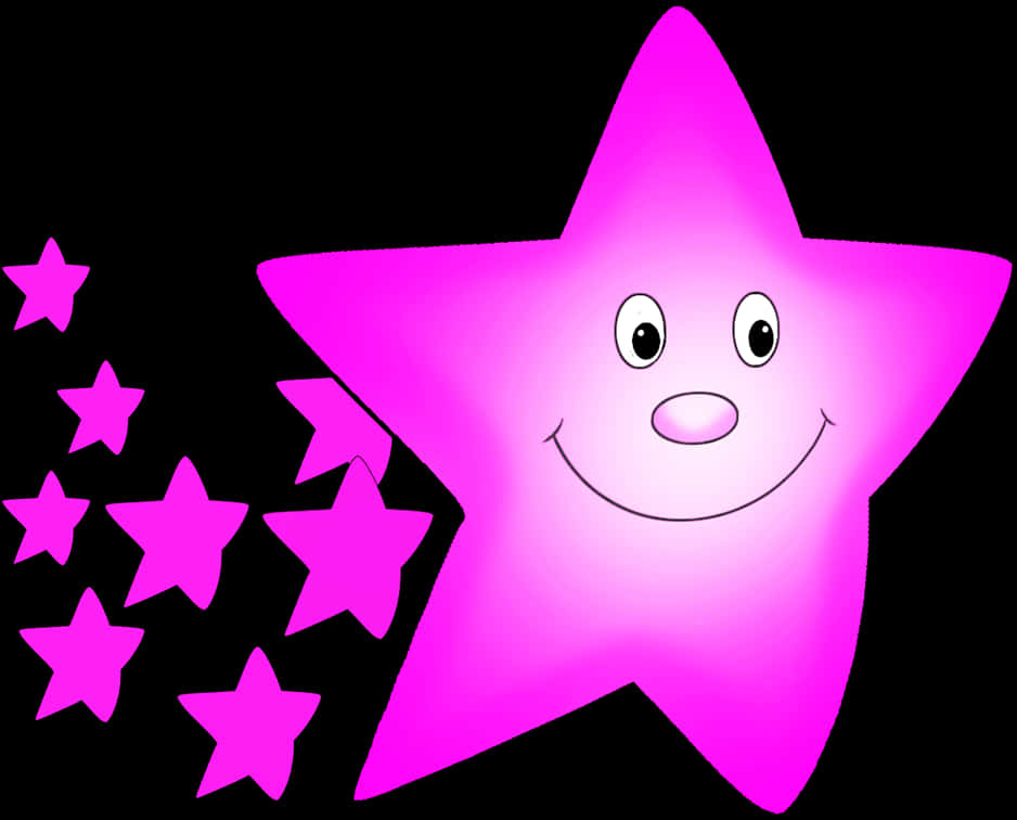 Smiling Pink Star Cartoon PNG Image