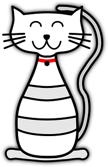 Smiling Striped Cat Cartoon PNG Image