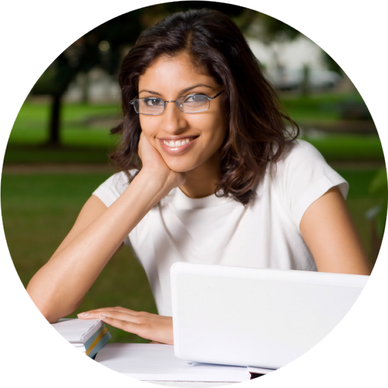 Smiling Student Studying Outdoors.png PNG Image