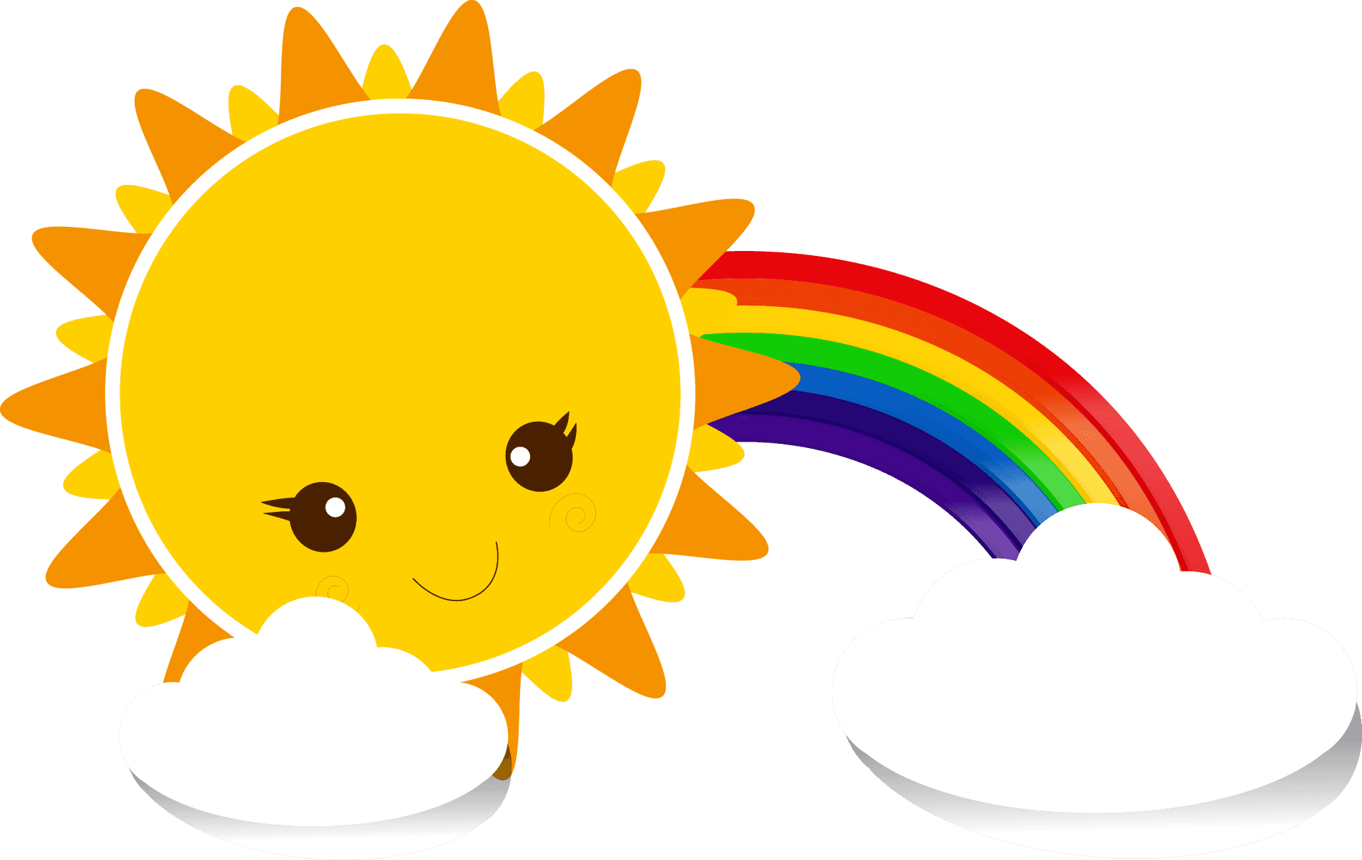 Smiling Sunand Rainbow Clipart PNG Image