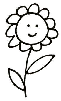 Smiling Sunflower Sketch PNG Image