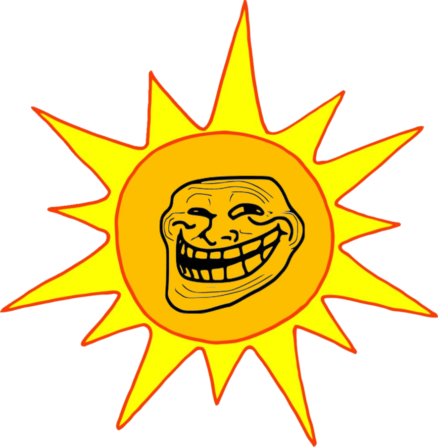 Smiling Trollface Sun Cartoon PNG Image